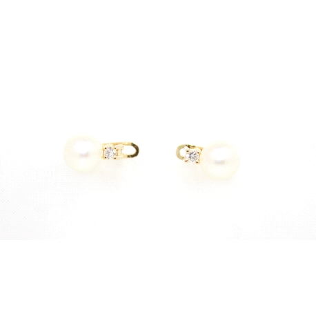 PENDIENTES EN ORO CON PERLAS Y BRILLANTES