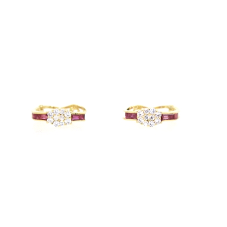 PENDIENTES EN ORO CON RUBIES Y CIRCONITAS