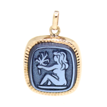 COLGANTE DEL HOROSCOPO VIRGO EN ORO 18K CON PIEDRA