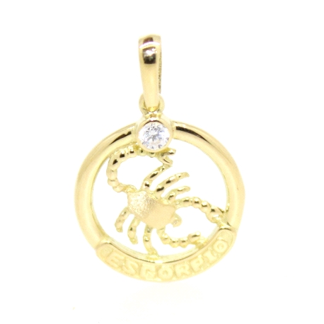 COLGANTE  DEL HOROSCOPO  ESCORPIO EN ORO 18K CON CIRCONITA