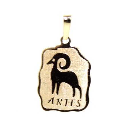 COLGANTE DEL HOROSCOPO ARIES EN ORO MATE Y BRILLO 18K