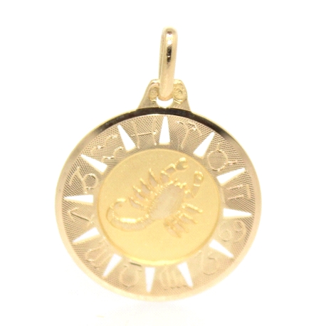 MEDALLA DEL HOROSCOPO SAGITARIO EN ORO MATE Y BRILLO 18K