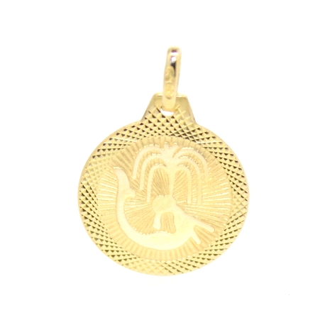 COLGANTE DEL HOROSCOPO ACUARIO EN ORO MATE Y BRILLO 18K