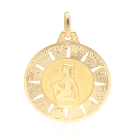 COLGANTE DEL HOROSCOPO VIRGO EN ORO MATE Y BRILLO 18K