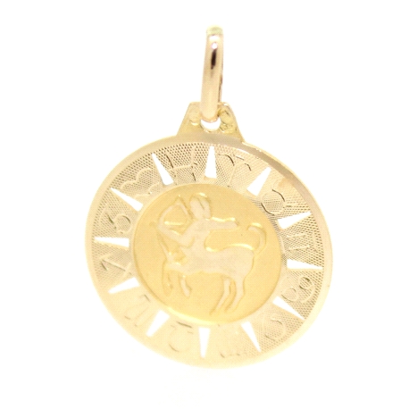 COLGANTE DEL HOROSCOPO SAGITARIO EN ORO MATE Y BRILLO 18K