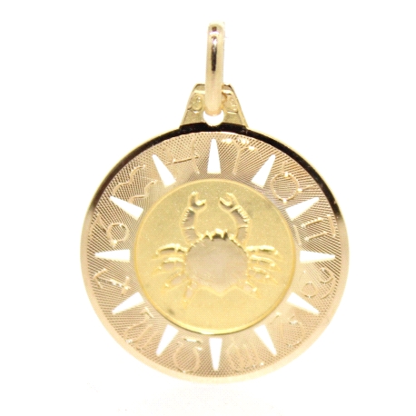 COLGANTE DEL HOROSCOPO CANCER EN ORO MATE Y BRILLO 18K