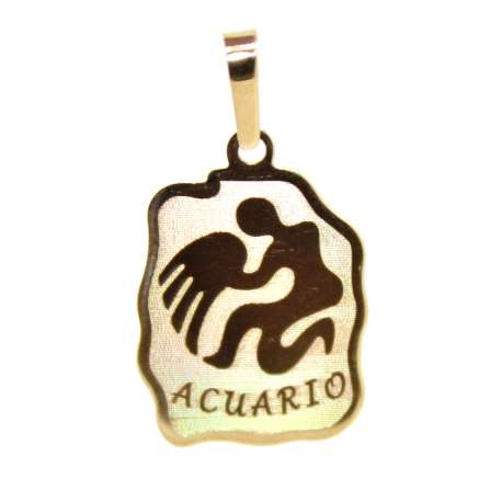 COLGANTE DEL HOROSCOPO ACUARIO EN ORO MATE Y BRILLO 18K