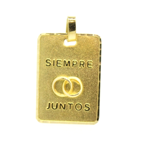 COLGANTE DEL AMOR SIEMPRE JUNTOS EN ORO MATE Y BRILLO 18K