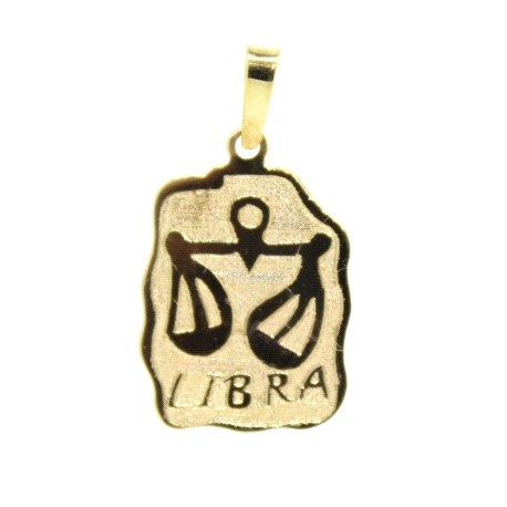 COLGANTE DE HOROSCOPO LIBRA EN ORO MATE Y BRILLO 18K