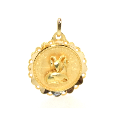 MEDALLA DE HOROSCOPO ARIES EN ORO MATE BRILLO 18K