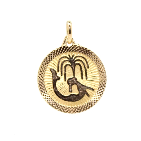 MEDALLA DE HOROSCOPO ACUARIO EN ORO 18K