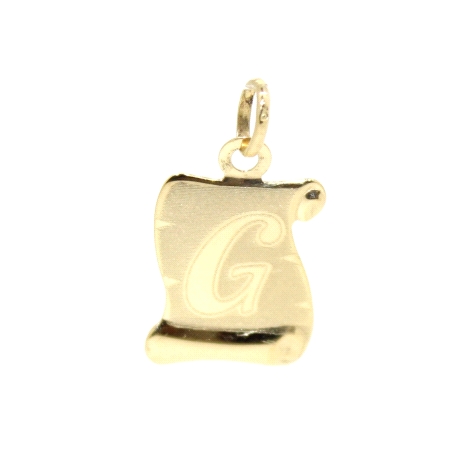 COLGANTE PERGAMINO LETRA G EN ORO 18K