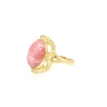 CONJUNTO DE ANILLO Y PENDIENTES EN ORO CON PIEDRA NATURAL ROSA