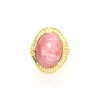 CONJUNTO DE ANILLO Y PENDIENTES EN ORO CON PIEDRA NATURAL ROSA