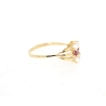 CONJUNTO DE ANILLO Y PENDIENTES EN ORO 18K CON ZAFIRO ROSADO Y CIRCONI