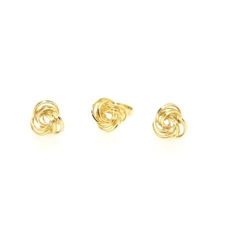 CONJUNTO DE SORTIJA Y PENDIENTES EN ORO 18K CON CIERRE OMEGA