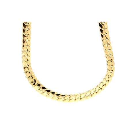 CADENA CUBANA HUECA  DE 60 CM EN ORO 18K CON CIRCONITAS