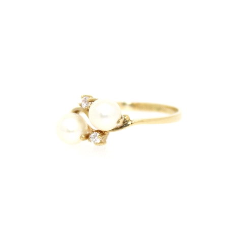 ANILLO EN ORO CON PERLAS Y CIRCONITAS