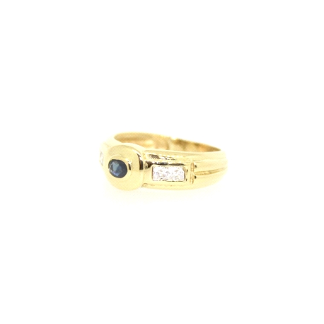 ANILLO EN ORO CON ZAFIRO Y CIRCONITAS