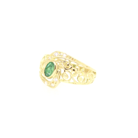 ANILLO EN ORO CON ESMERALDAS Y CIRCONITAS