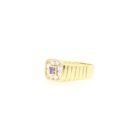 ANILLO EN ORO CON AMATISTA Y CIRCONITAS