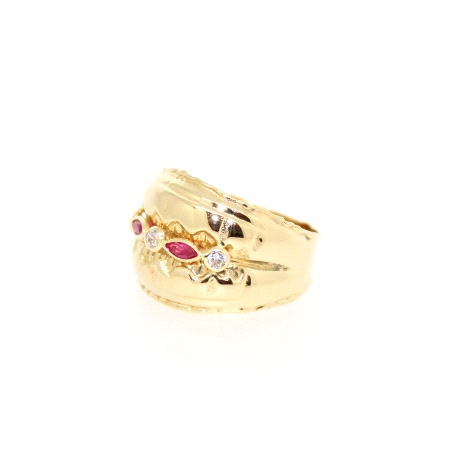 ANILLO EN ORO CON RUBIES Y CIRCONITAS