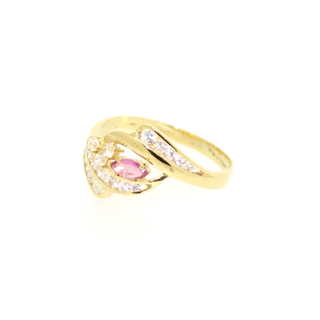 ANILLO EN ORO CON ZAFIRO ROSADO Y CIRCONITA