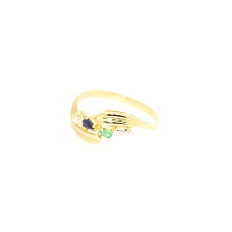 ANILLO EN ORO CON ESMERALDA, ZAFIRO Y CIRCONITAS