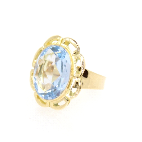 ANILLO EN ORO CON TOPACIO AZUL