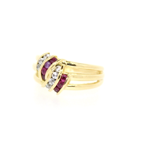 ANILLO EN ORO CON RUBIES Y CIRCONITAS