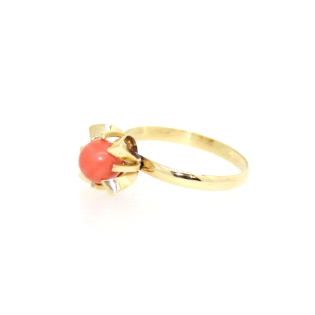 SORTIJA ANTIGUA EN ORO 18K CON CORAL