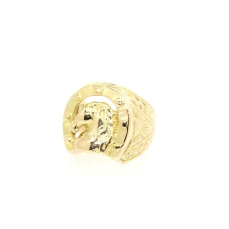 ANILLO HERRADURA Y CABALLO EN ORO DE 18 KT