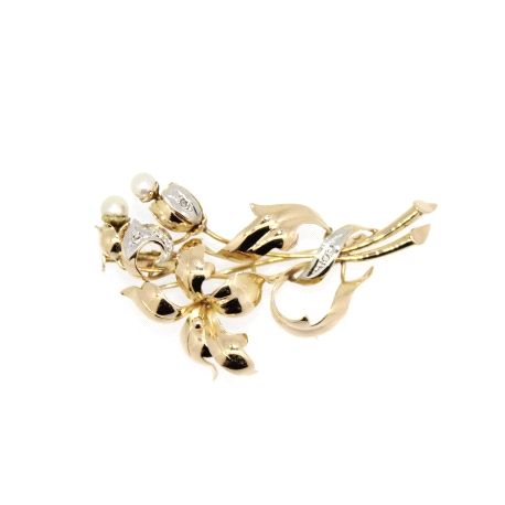 BROCHE EN ORO CON 0.02 CT EN DIAMANTES