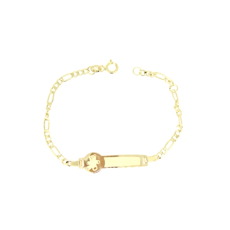 PULSERA DE BEBE EN ORO 18K CON OSITO Y CIERRE REASA