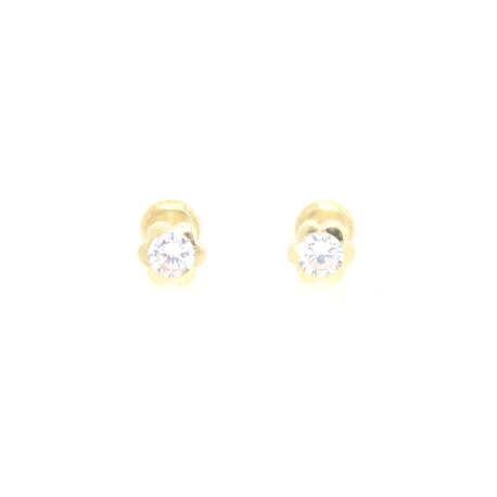 PENDIENTES CHATON MARGARITA EN ORO 18K CON CIRCONITA