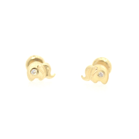 PENDIENTES ELEFANTE EN ORO 18K CON CIRCONITA