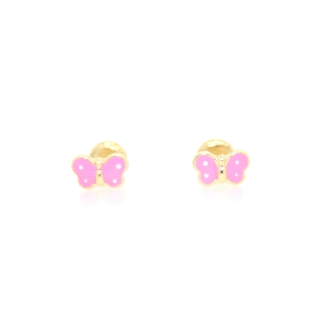 PENDIENTES MARIPOSA ROSA EN ORO 18K