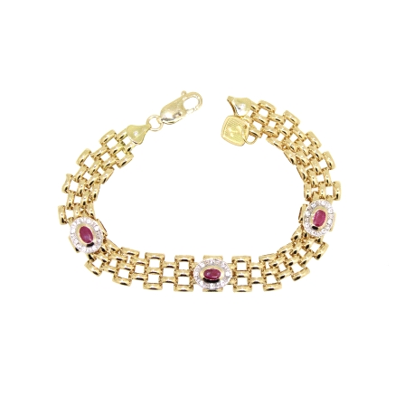 PULSERA EN ORO 18K CON BRILLANTES, CIRCONITAS Y RUBIES