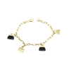 PULSERA DE DISEÑO EN ORO 18K CON COLGANTES BOLSO EN ORO 18K Y AZABACHE