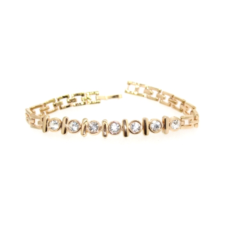 PULSERA EN ACERO CHAPADO EN ORO CON CIRCONITAS