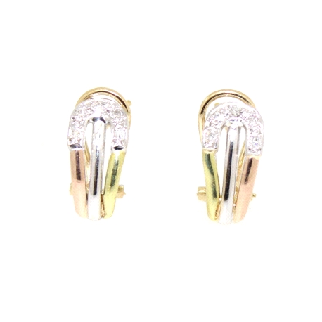 PENDIENTES EN TRES OROS 18K CON 0.10 CT EN DIAMANTES