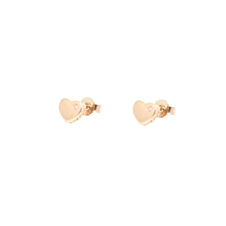 PENDIENTES CORAZON EN ORO 18K CON 0.02 CT EN BRILLANTES