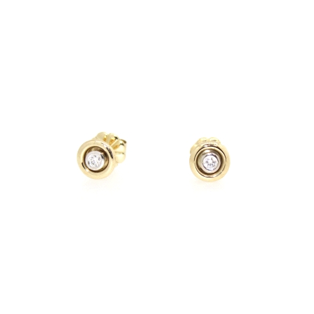 PENDIENTES DORMILONES EN ORO 18K CON 0.20 CT EN BRILLANTES