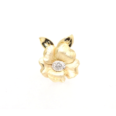 COLGANTE FLOR EN ORO 18K CON BRILLANTE DE 0.01 CT