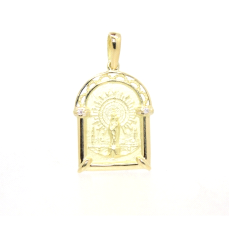 COLGANTE VIRGEN DE COVADONGA EN ORO 18K CON BRILLANTES