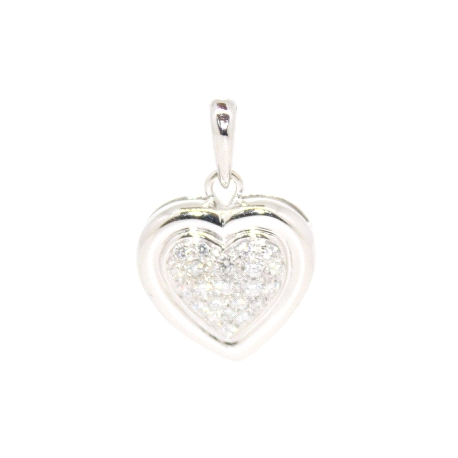 COLGANTE CORAZON EN ORO BLANCO 18K CON 0.40 CT EN BRILLANTES