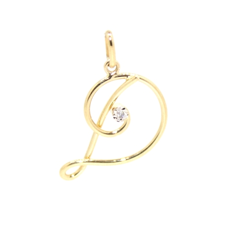 COLGANTE LETRA D EN ORO 18K CON DIAMANTE DE 0.01 CT