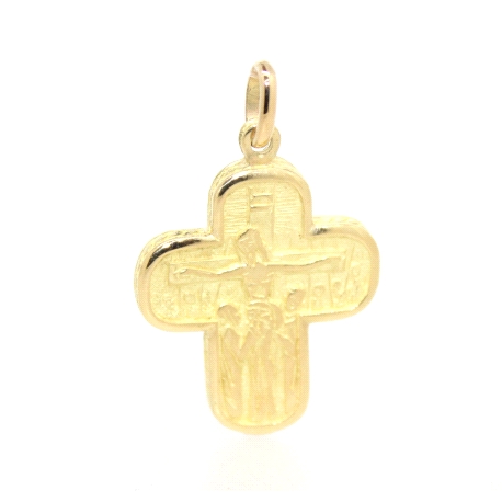 CRUZ CON CRISTO Y APOSTOLES EN ORO 18K