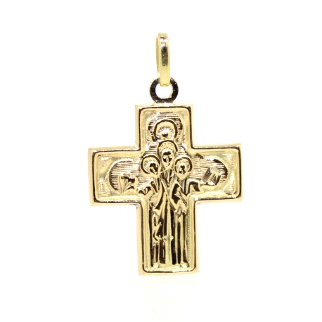 CRUZ CON CRISTO Y APOSTOLES EN ORO 18K