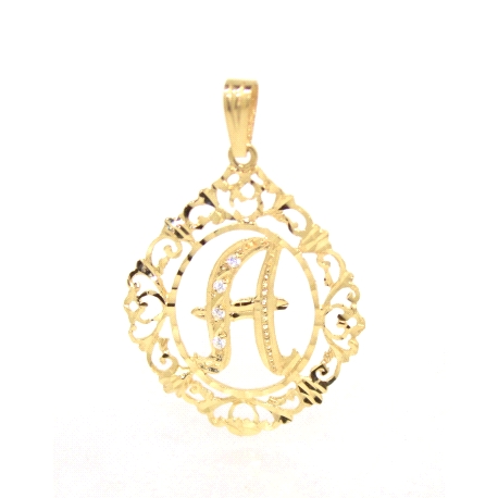 COLGANTE LETRA A EN ORO 18K CON CIRCONITAS